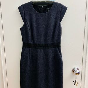 JCrew Navy Tweed Cap Sleeve Sheath with Pockets Sz 6P